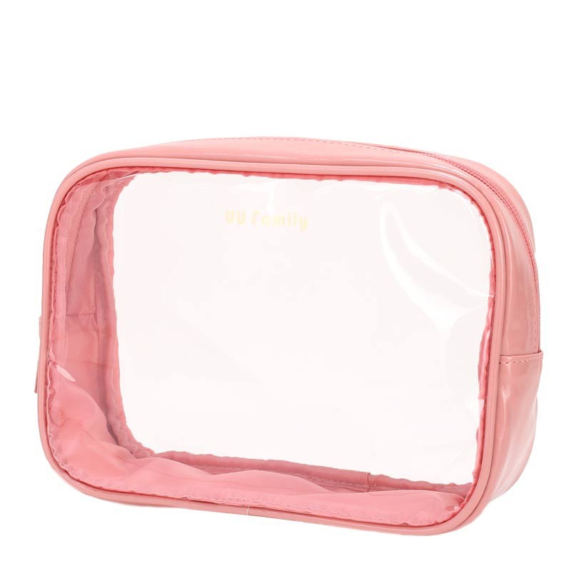 Custom waterproof pvc transparent color zippered toiletry bag with makeup organize