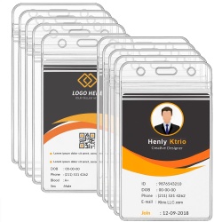 Horizontal Vertical Transparent Vinyl Plastic Clear ID Card Badge Holder Wallet with Zipper