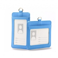 Custom Soft Silk Screen Genuine Leather Name Badge Holder Name Card Holder
