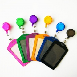 Fancy color Colorful PU Card Badge Holder with Retractable YOYO Pull Reel
