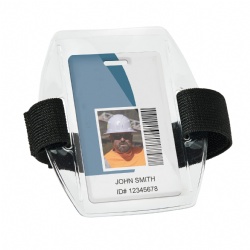 Arm Badge Holder Armband ID Card Badge Holder with Black Adjustable Strap for Work Pass, Universal Size