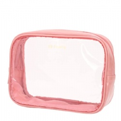 Custom waterproof pvc transparent color zippered toiletry bag with makeup organize